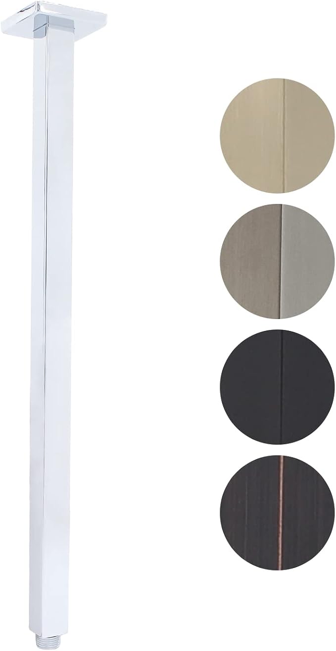 Shower Arm with Flange 24 Inches Ceiling Mount Square Straight Extender by Drettyer