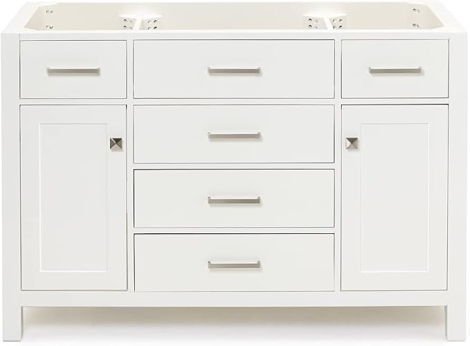 ARIEL Bristol 48" White Bathroom Vanity Base Cabinet, Single Sink Configuration by Ariel