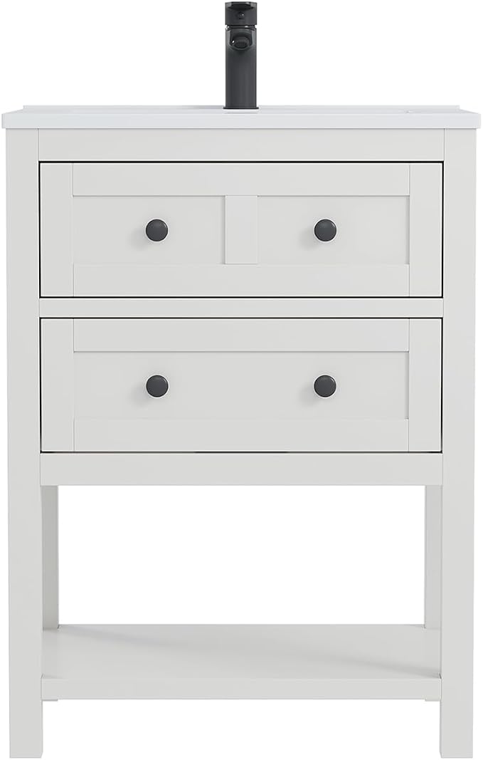 24 Inch Bathroom Vanity with Sink, Modern Bathroom Single Sink Vanity, Storage - Image 9