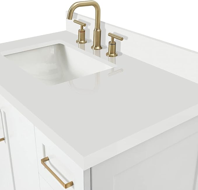 ARIEL Taylor 37 Inch White Bathroom Vanity - Image 5
