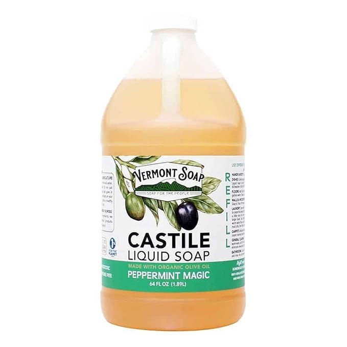 Vermont Castile Soap Peppermint, Gentle Liquid Soap by VermontSoap