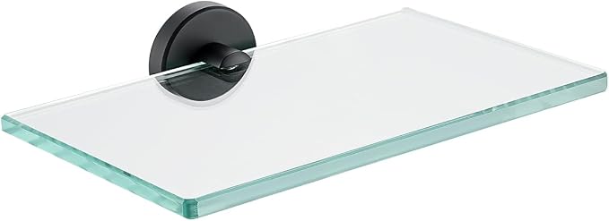 JQK Bathroom Glass Shelf Black, Tempered Glass Shower Storage 8 by 5 inches by Homeimprovement