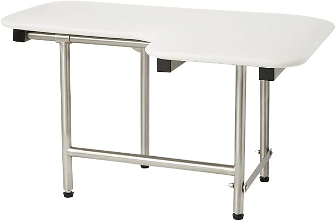 32" x 22.5" White Padded Wall Mount Folding Left-Handed Transfer Bench Shower by Seachrome