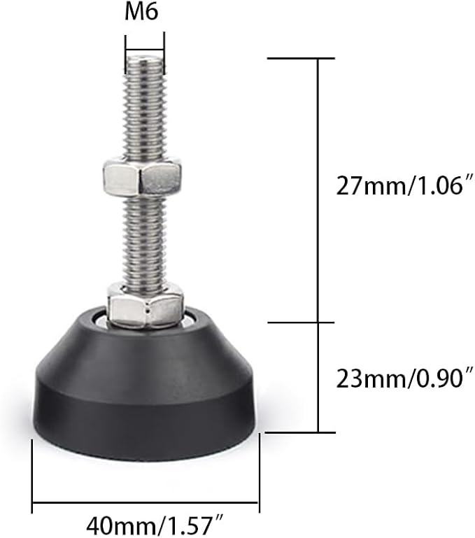 Adjustable Leveling Foot, Small Equipment Foot, Base Diameter 40mm, Thread M6 * - Image 2