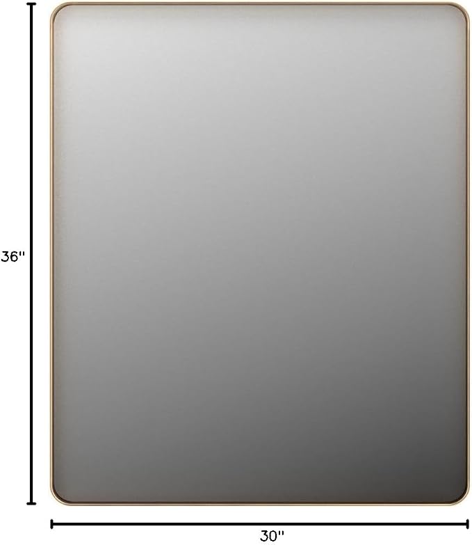 LOAAO 30”X36” Gold Bathroom Mirror, Rounded Rectangle Gold Frame Mirror - Image 9