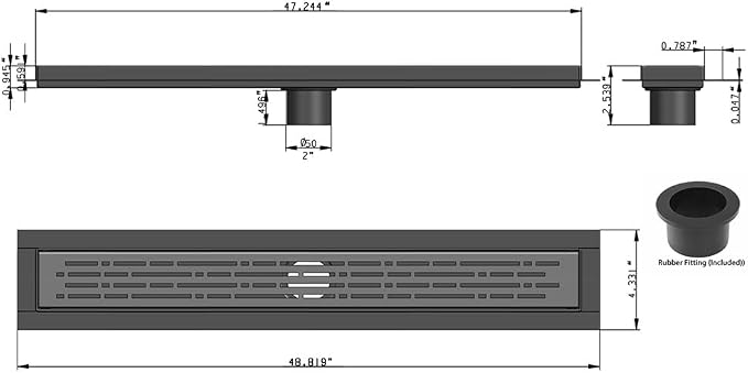 SereneDrains 304 Stainless Steel 48 Inch Linear Polished Chrome Shower Drain - Image 4