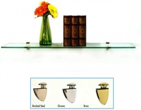 Spancraft Glass P-8x33-Brushed Steel Peacock Glass Shelf, Brushed Steel - Image 2