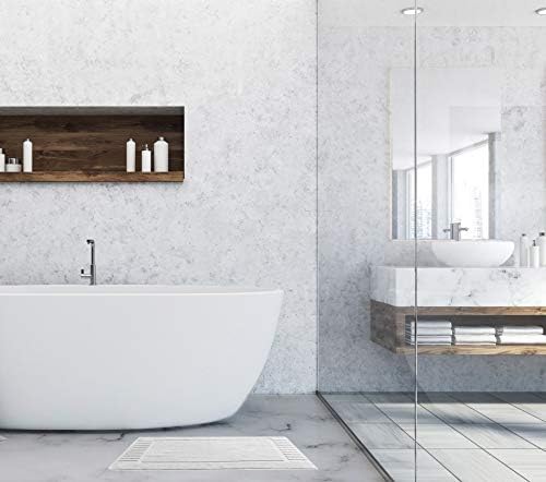 White Classic Luxury Bath Mat Floor Towel Set - Image 9
