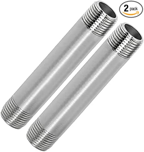 304 Stainless Steel Nipple Pipe Fitting 3/4" NPT X 3/4" NPT Male Thread Cast by Fitvell