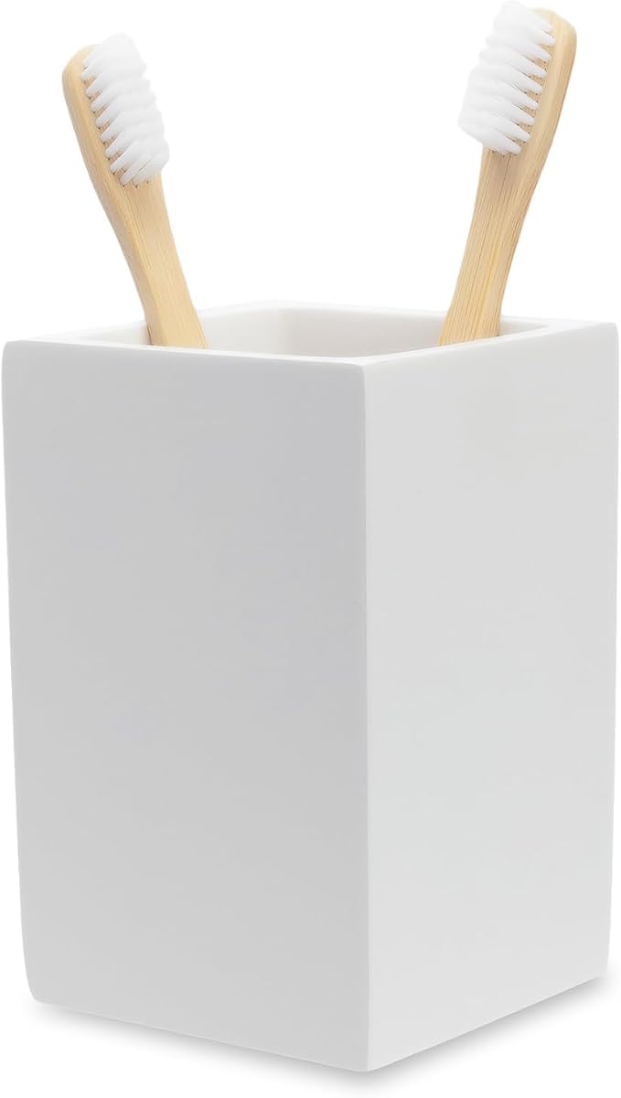 Matte White Toothbrush and Toothpaste Holder by YEWDesign
