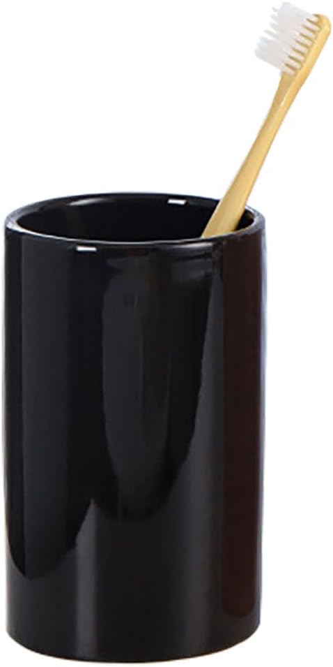 Black Ceramic Toothbrush Holder, Tumbler Cups Reusable Toothbrush Mouthwash Cup by AHUDKKY