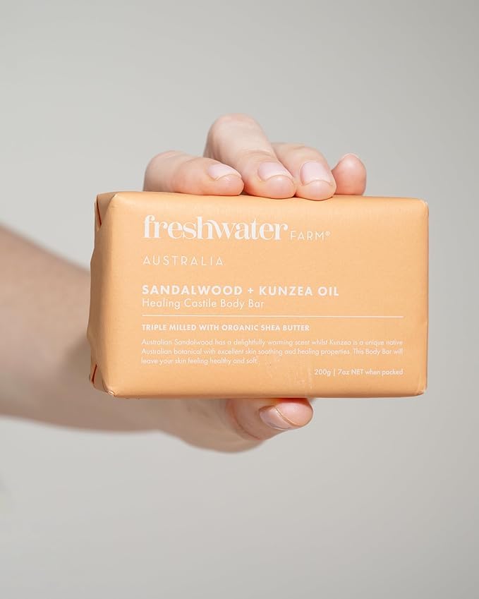 Freshwater Farm Australia Natural Soap Bar- Healing Sandalwood + Kunzea Oil 7oz - Image 9