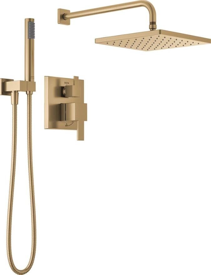 Delta Modern 14 Series Square Rain Shower System Faucet Set, Rainfall Brushed by DeltaFaucet
