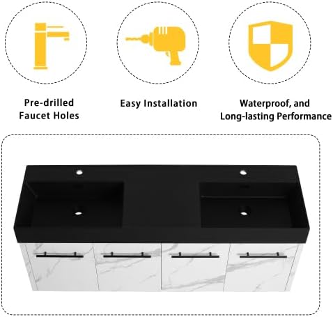 60” Wall Mounted Bathroom Vanity, Bathroom Cabinet - Image 8