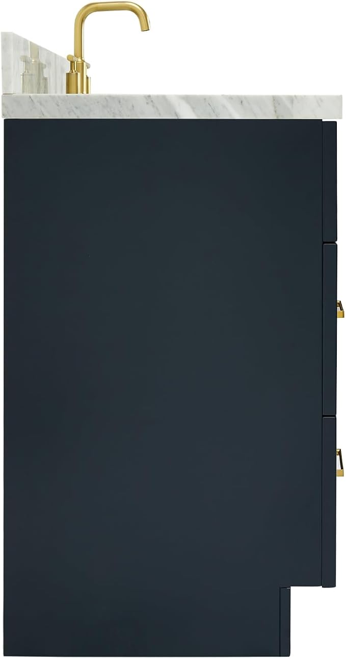 ARIEL Hamlet 67" Midnight Blue Bathroom Vanity, 1.5" Edge Italian Carrara - Image 6