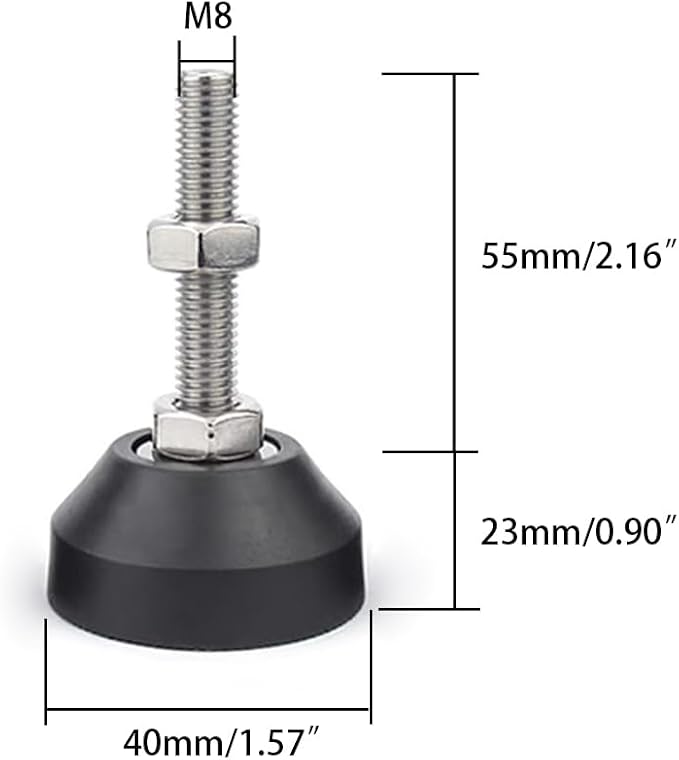 Adjustable Leveling Foot, Small Equipment Foot ，Base Diameter 40mm, Thread M8 * - Image 2
