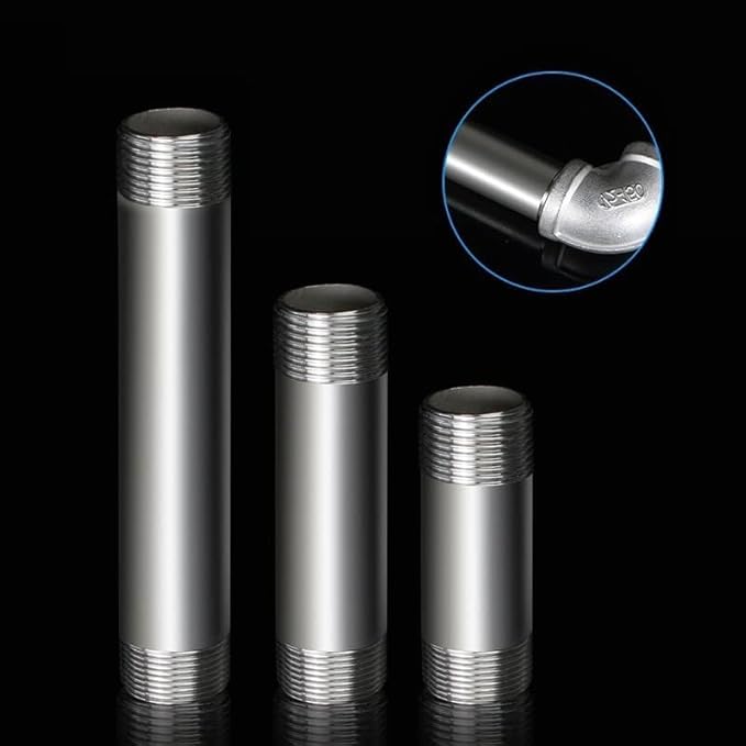 304 Stainless Steel Nipple Pipe Fitting 3/8" NPT X 3/8" NPT Male Thread Cast - Image 4