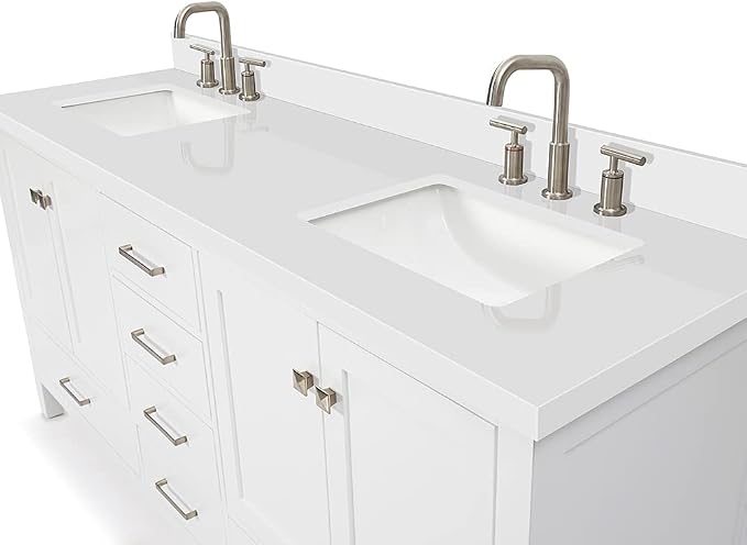 ARIEL Double Bathroom Vanity 73" White - Image 6