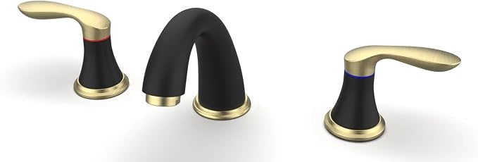 Bathroom Sink Faucet, Faucet for Bathroom Sink, Widespread Black and Gold by Unknown