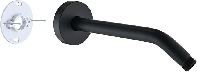 10 Inch Shower Arm with Flange and Stabilizer Bracket, Wall Mounted Shower Pipe by RAINREVIVE