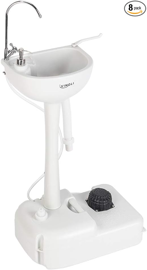 VINGLI Upgraded Portable Sink| Rolling Hand Wash Basin Stand by VINGLI