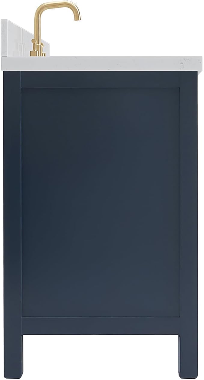 ARIEL Cambridge 48" Midnight Blue Bathroom Vanity, 1.5" Edge Carrara White - Image 8