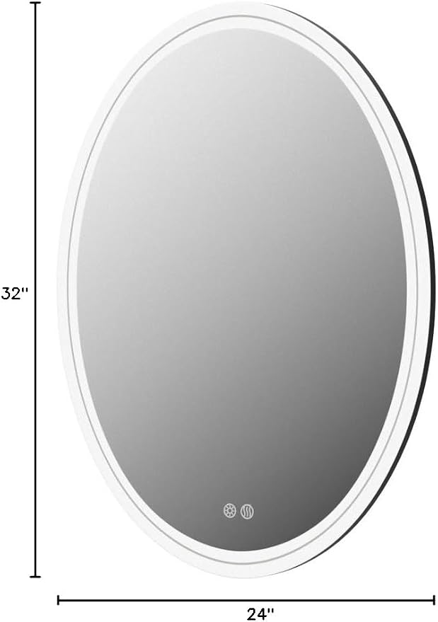 32 x 24 inch Oval LED Bathroom Mirror Anti-Fog 3 Colors Light Dimmable Wall - Image 9