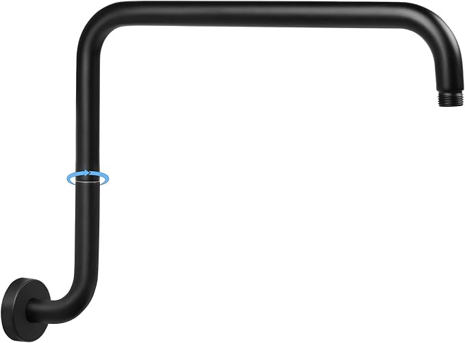 PHASAT Black Shower Head Arm, S Shaped Shower Arm by PHASAT