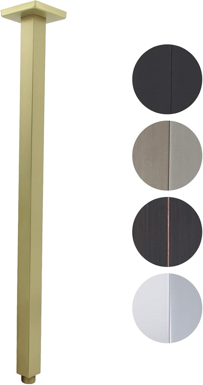 Shower Arm with Flange 24 Inches Ceiling Mount Square Straight Extender by Drettyer