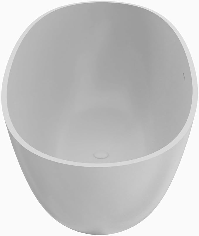 Premium 61" Solid Surface Freestanding Bathtubs, Repose-Grey Oval Stone Resin - Image 4
