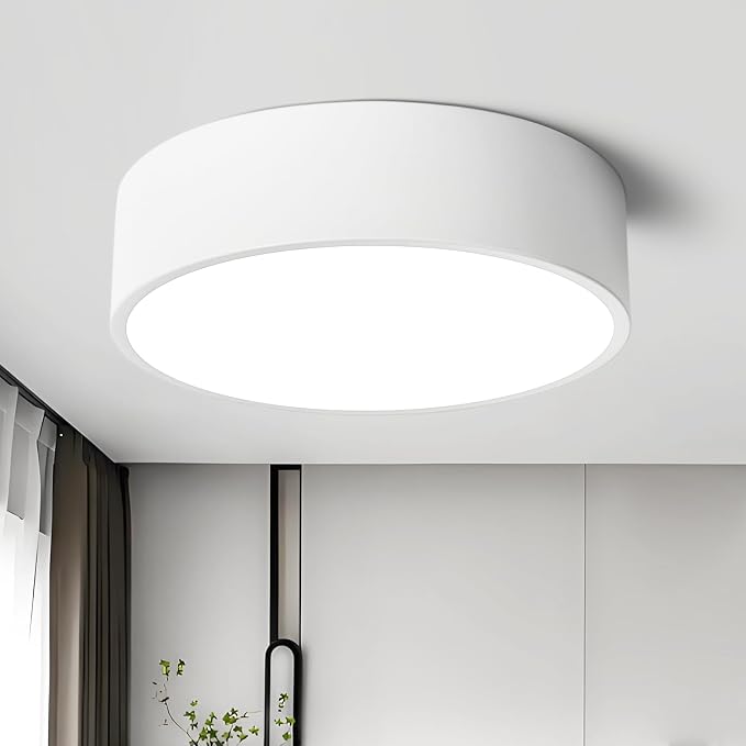 Dimmable LED White Flush Mount Ceiling Light Fixture, Modern Round Hallway by TYNCEAOL