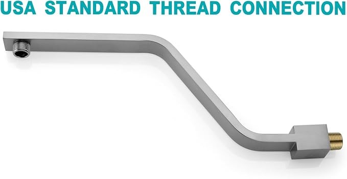 16 Inch S Shape Brushed Nickel Shower Head Arm, Square Wall Mounted Shower Arm - Image 5