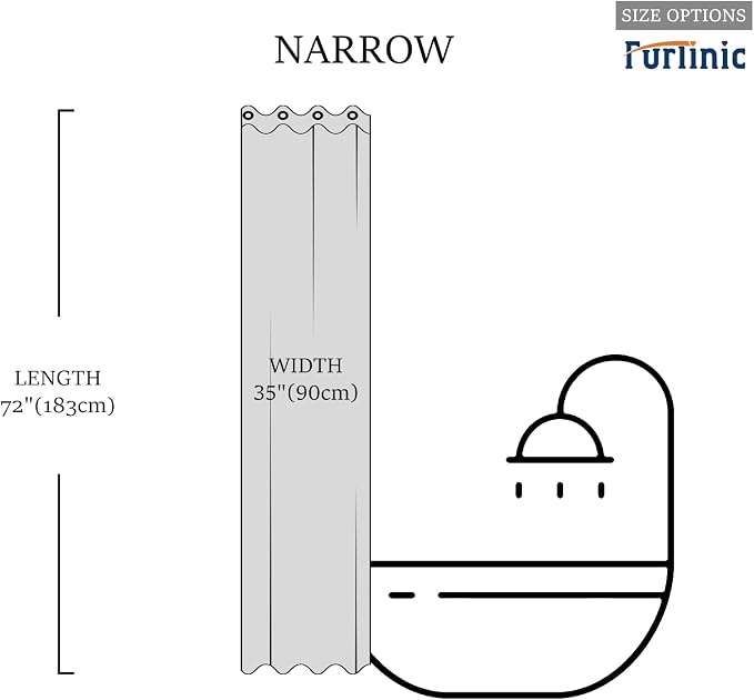 Furlinic No Hook Stall Shower Curtain 36x72 Inch, Polyester Fabric Small Narrow - Image 6
