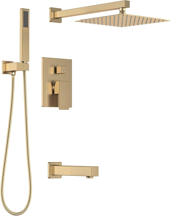 Lava Odoro Modern 3-Setting Square Shower and Tub Faucet Set by LavaOdoro