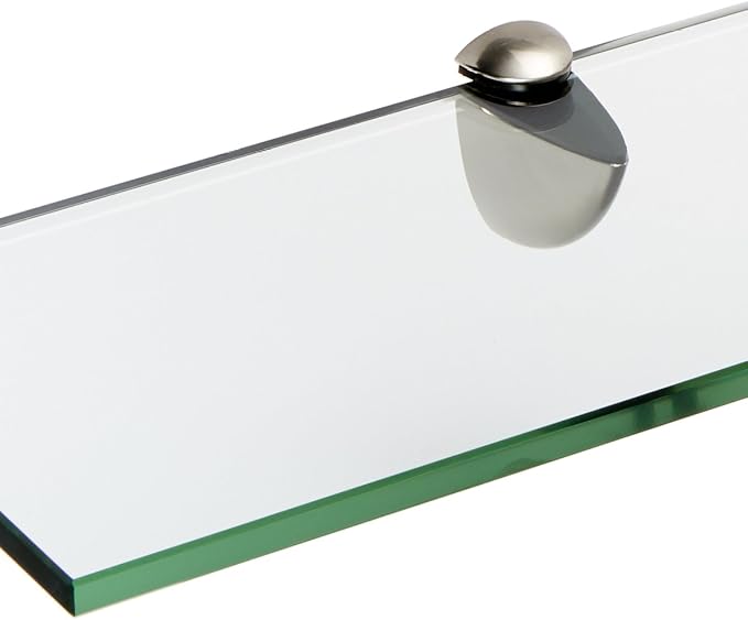 Spancraft Glass P-6x12-Brushed Steel Peacock Glass Shelf, Brushed Steel - Image 2
