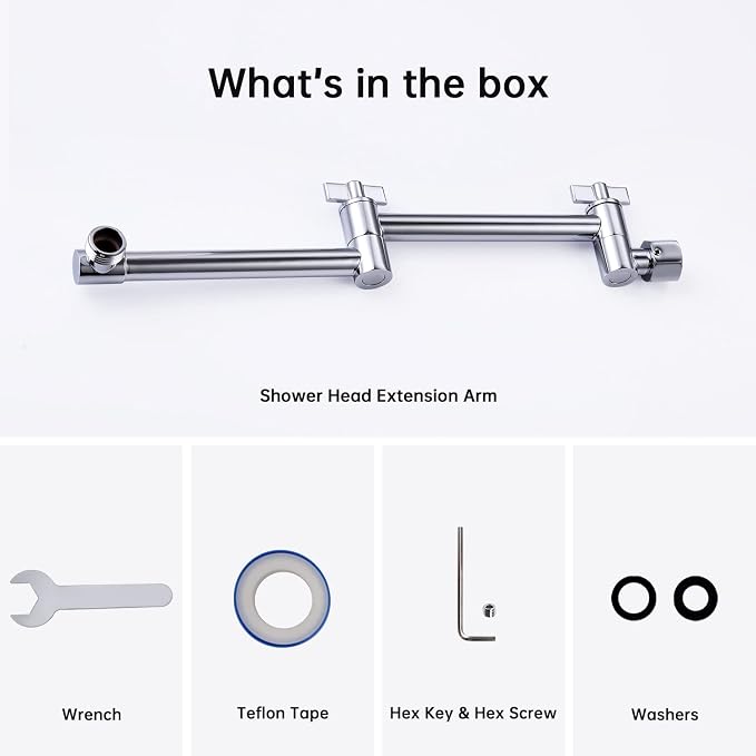 G-Promise 13 Inch Shower Head Extension Arm, Solid Brass Height & Angle - Image 6