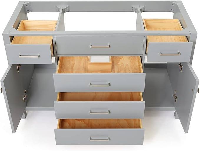 ARIEL Bristol 54" Grey Bathroom Vanity Base Cabinet, Single Sink Configuration - Image 6