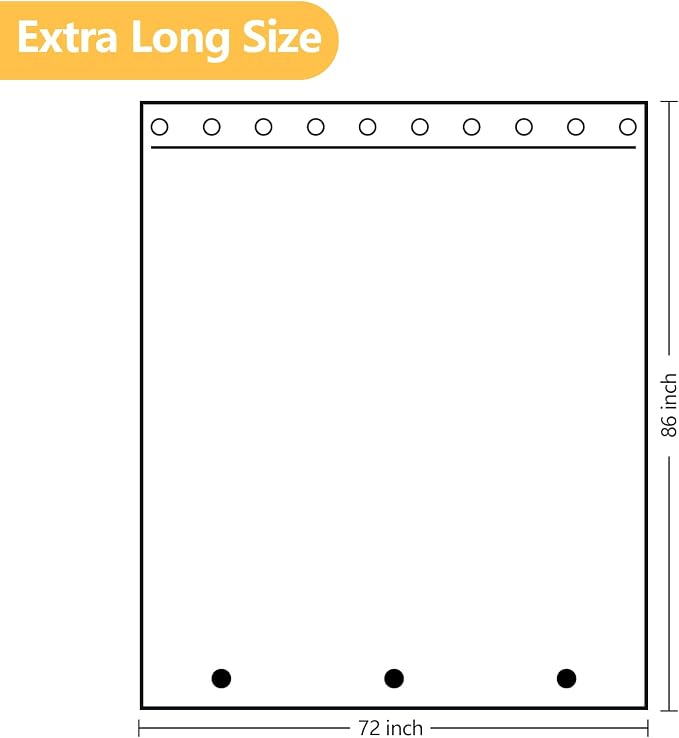 Extra Long Waterproof Fabric Shower Curtain - Image 7