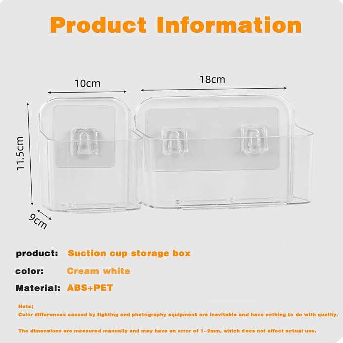 2pcs Adhesive Wall Mount Organizer Box, Acrylic Shelves - Image 3