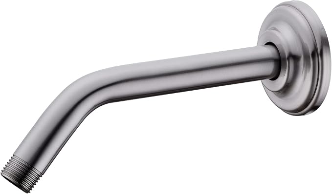9 Inch Angled Shower Arm Brushed Nickel, Curved Shower Head Pipe by DIKUROOMS