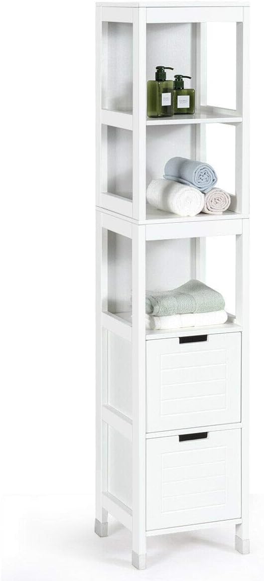 Tangkula Tall Bathroom Storage Cabinet, Freestanding 57" H Tall Slim Bathroom by TANGKULA
