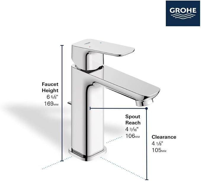 Grohe 1019200000 Cubeo Single Hole Single Handle M-Size Bathroom Faucet - Image 4