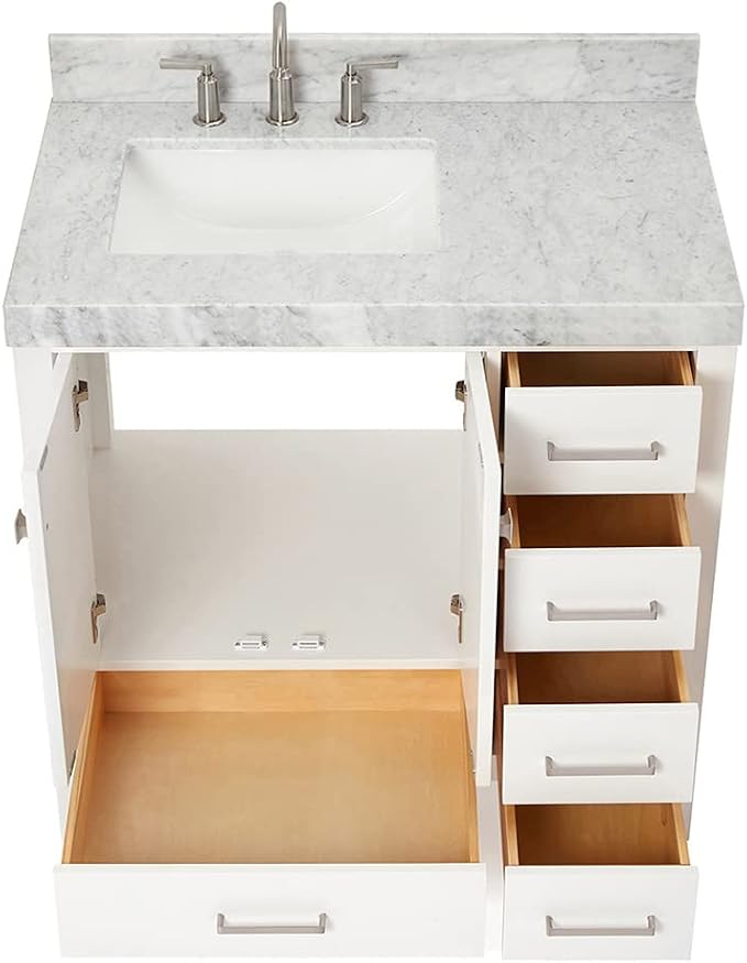 ARIEL Cambridge 36 Inch White Bathroom Vanity - Image 4