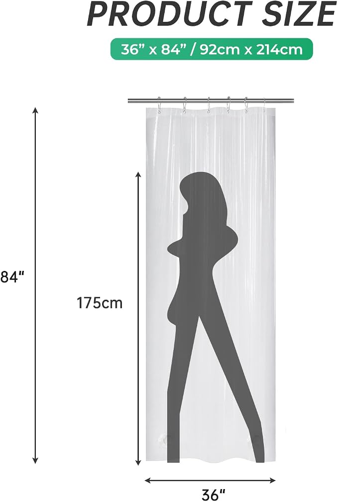 AmazerBath Long Stall Shower Curtain 36x84 Inches, Walk in Shower Curtain - Image 7