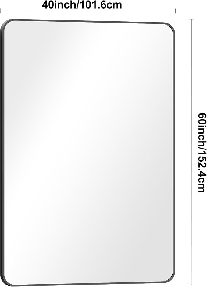 BONEWEI Black Bathroom Mirror, 60x40 inch Wall Mirror - Image 7
