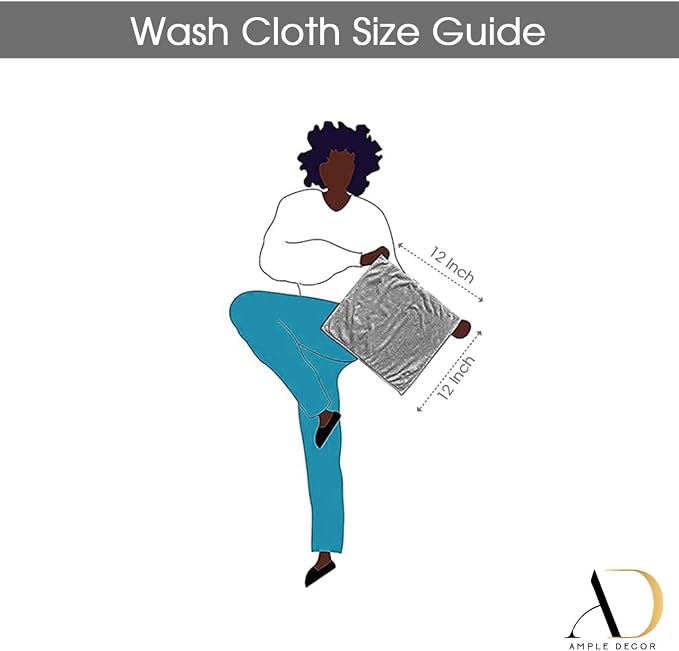 Ample Decor Wash Cloths Pack of 10, Oeko Tex Certified 600 GSM 100% Cotton Soft - Image 6