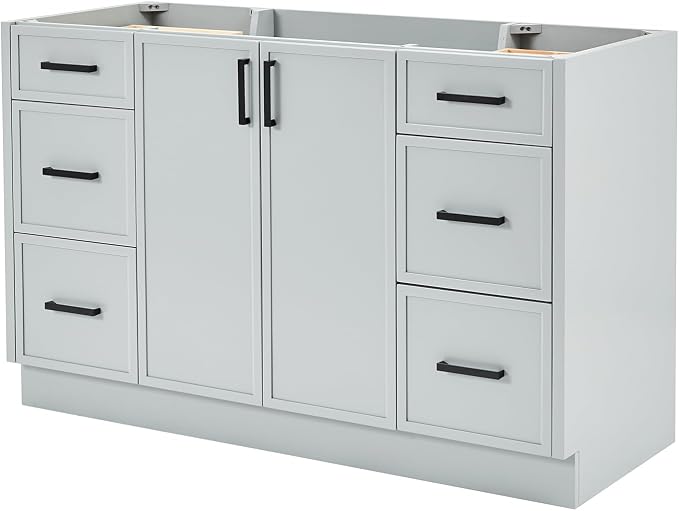 ARIEL Kelly 54 inch Bathroom Vanity Without Sink in Grey, Bathroom Base Cabinet - Image 3