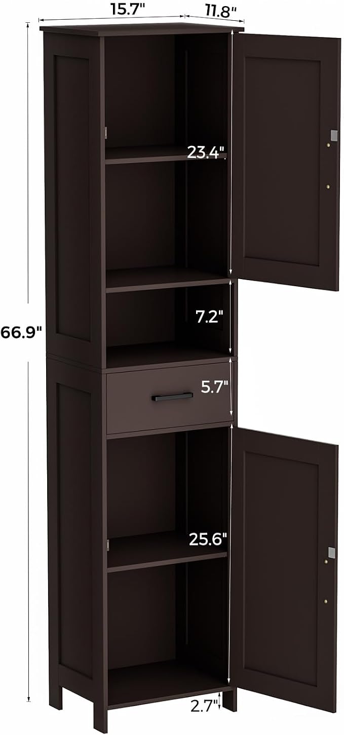 Homhedy 67" H Tall Bathroom Storage Cabinet - Image 3