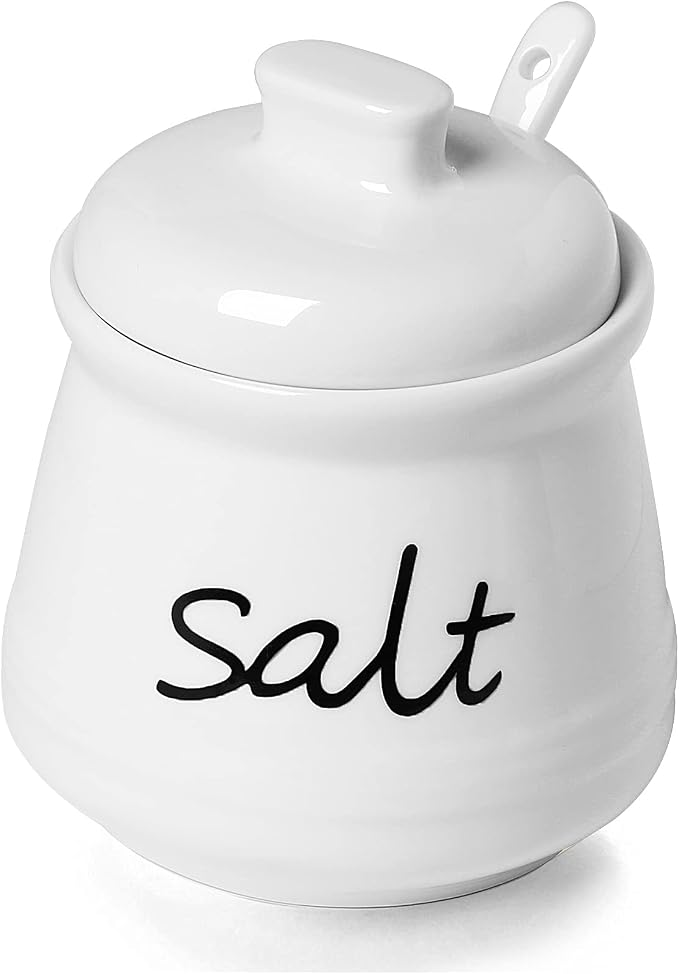 ONTUBE Ceramic Salt Bowl with Lid and Spoon 12oz by ONTUBE