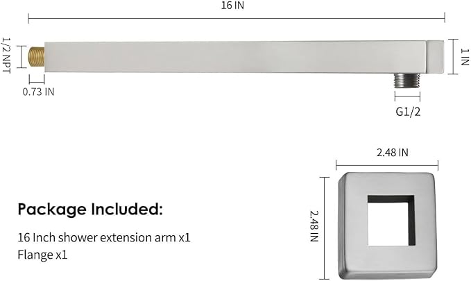 BESy 16 Inches Straight Extended Shower Arm - Image 5